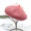 Hat Soft USPOP  Women's Hats Winter Thick Wool Berets Adjustable Size Solid Color Vintage Mesh Yarn Beret Hat