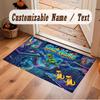 Dinosaur Theme Soft Crystal Velvet Rug Custom Name & Text Print Non Slip Floor Rug for Bedroom Living Room