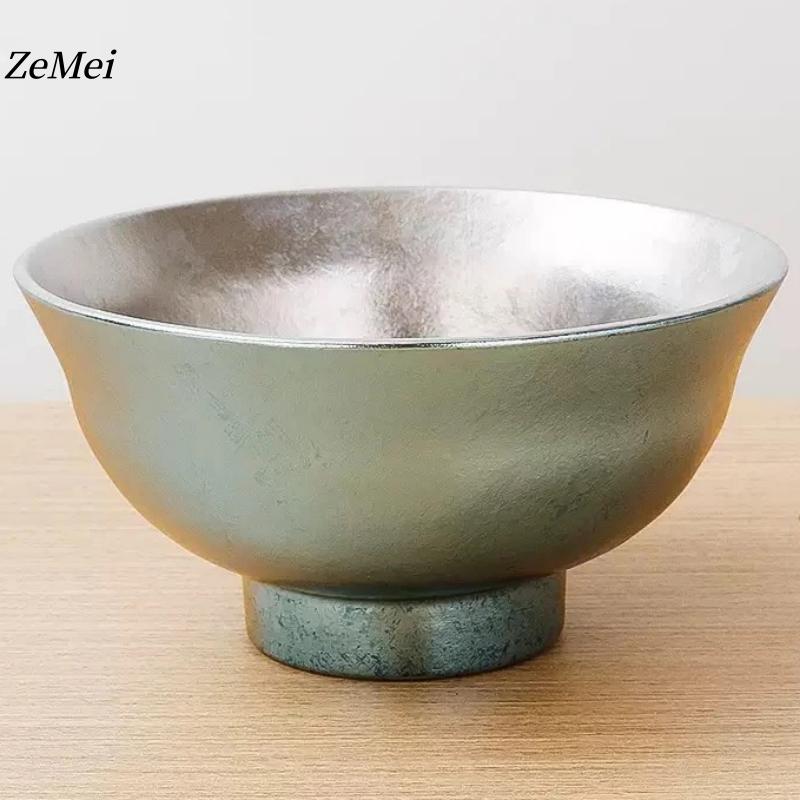 1Pcs Pure Titanium Double-Wall Salad Bowl,11.8 Cm Multicolor Home Breakfast Cheese Food Tableware,Snack Bowl Table Decoration
