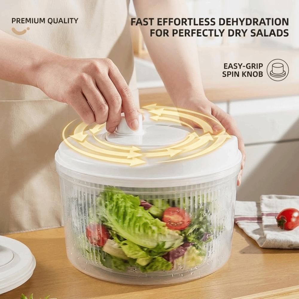 White Manual Vegetable Dehydrator Multifunctional Kitchen Gadgets Salad Spinner Dryer Fruit Lettuce Drain Basket Household Use