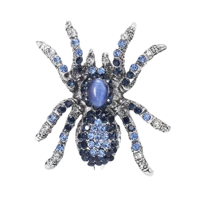 Sparkling Crystal Spiders Pin Jewelry Statement Rhinestones Encrusted Spiders Brooch Ornament Trendy Lapel Pin Accessory