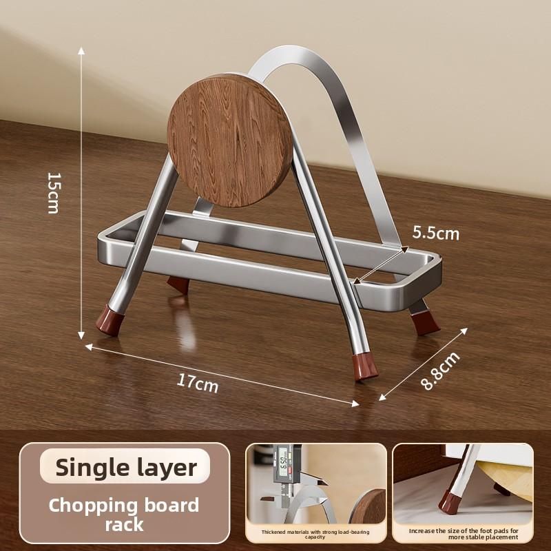 Stainless Steel Countertop Cutting Board Rack - No-Installation Kitchen Organizer for Chopping Board Storage and Drying 6990₽