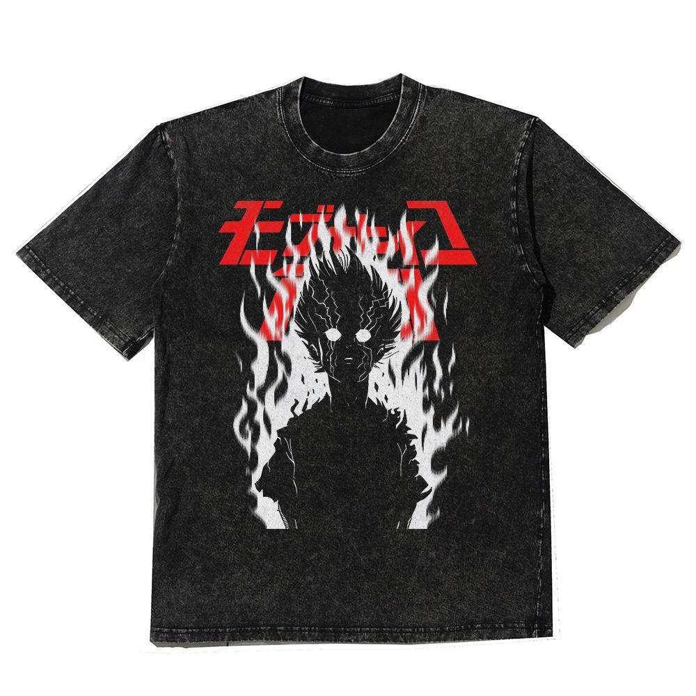 Manga Print T-shirt For Men Women Clothing Short Sleeve Tees Tops Harajuku Vintage Washed Oversized