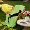 1pc Grass Black Cat Print 230 Flannel Blanket In Multiple Sizes, Soft And Comfortable Nap Cover Blanket, Machine Washable
