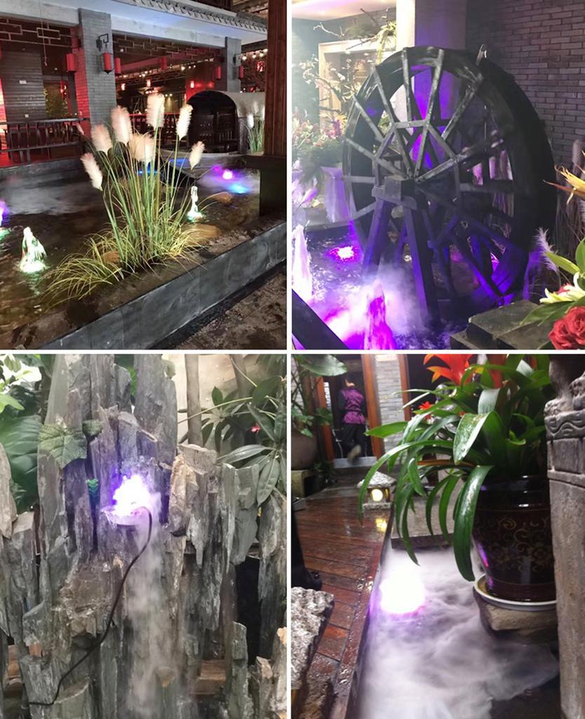 12 LED Kolorowe Światło Ultradźwiękowy Wytwornik Mgiełki Zamgławiacz Fontanna Wodna Staw Atomizer Nawilżacz Powietrza Ogród Zewnętrzny Spryskiwacz Narzędzie