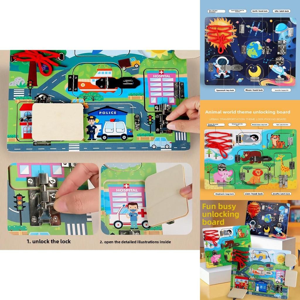 Lustiges Holzspielbrett mit Weltraumtier-Transportmotiven – ein Puzzlespielzeug für Kinder zur Förderung der frühen Entwicklung