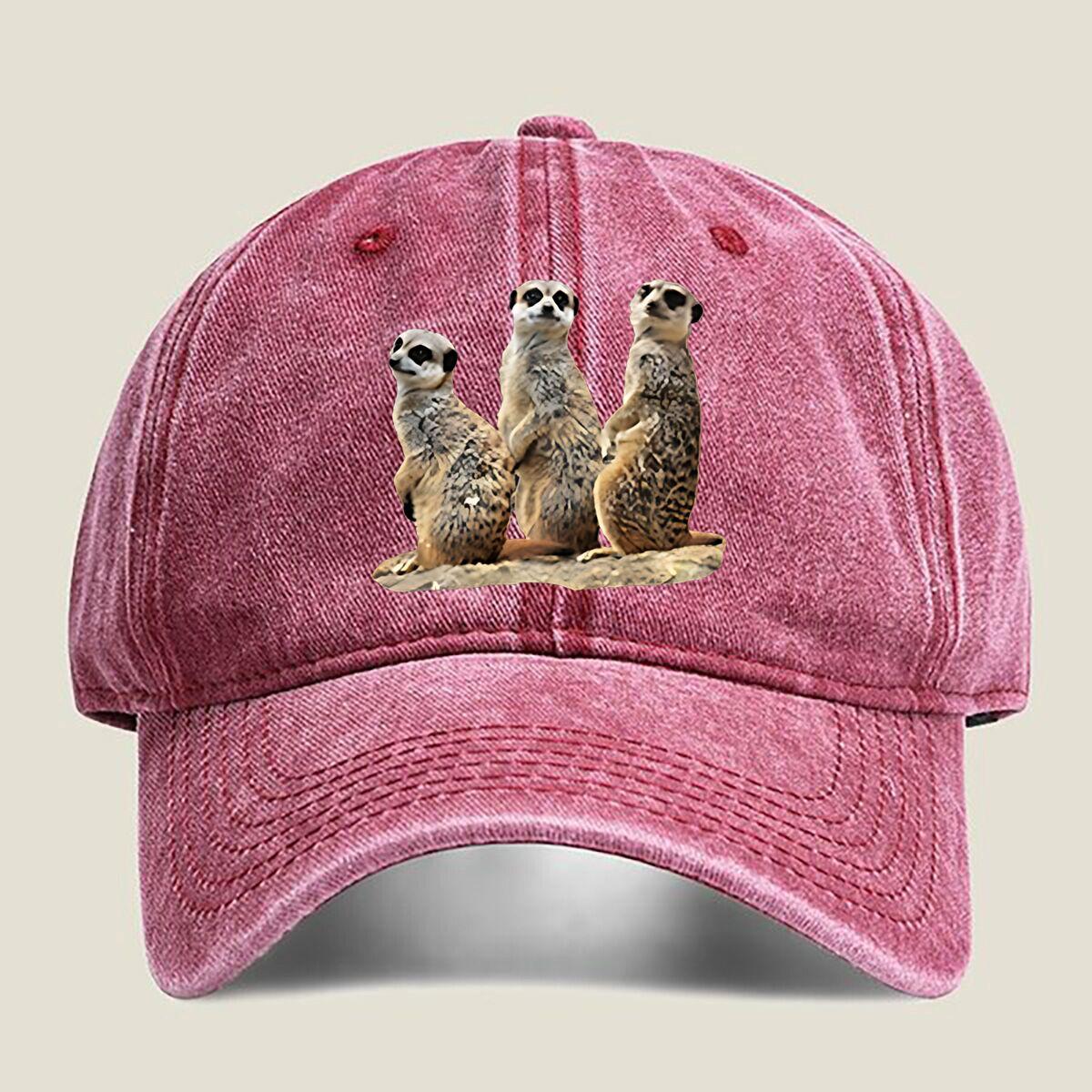 

Meerkat Trio Wildlife Fandom, Spreading Cute Vibes Washed Baseball Cap Outdoor For Womens Unisex FeUnisex Fashion Dad Hat Hip Hop One Size