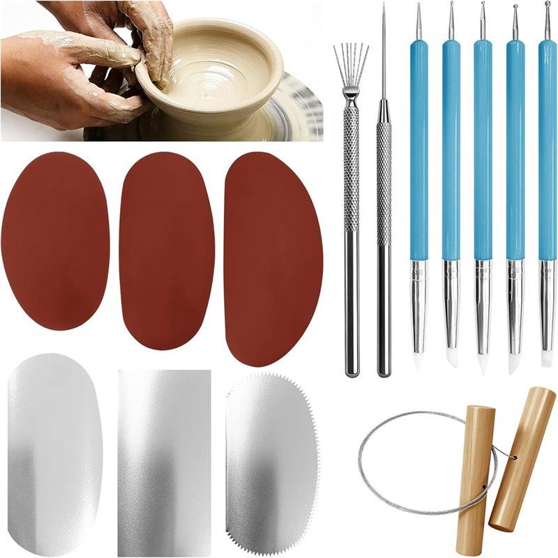 

SHGO-For Sculpting Pottery Clay Tools 14 Pcs-Silicone And Stainless Steel Squeegee For Texturing And Modeling Artistic Pottery