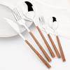 5-teiliges Besteckset mit Holzgriff Edelstahl-Tafelgeschirr Steakmesser Gabel Dessertlöffel Besteck Westliche Küche Flachbesteck