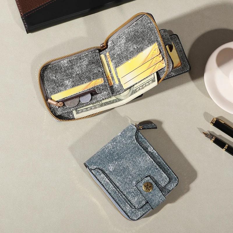 Men's Fashionable Tree Pattern Zipper Wallet Durable PU Leather Card Organizer with Coin Pouch