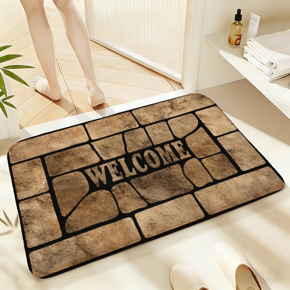 Soft Absorbent Non-Slip Rug Stone Welcome Floor Mat Home Decor Doormat Bedroom Floor Mat Shower Carpet