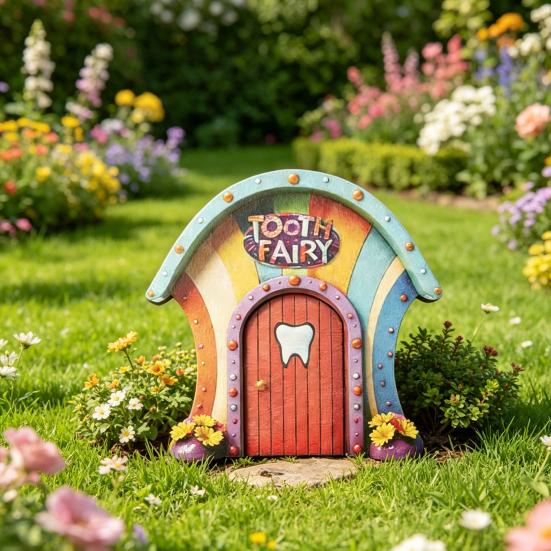 Porta Fatina dei Denti per Muro, Mini Porta Elfica Minuscola, Porta Fatina Miniatura a Doppio Strato Decorazione Magica per Cameretta Bambini Aula Giardino Ragazza Ragazzo Ideale
