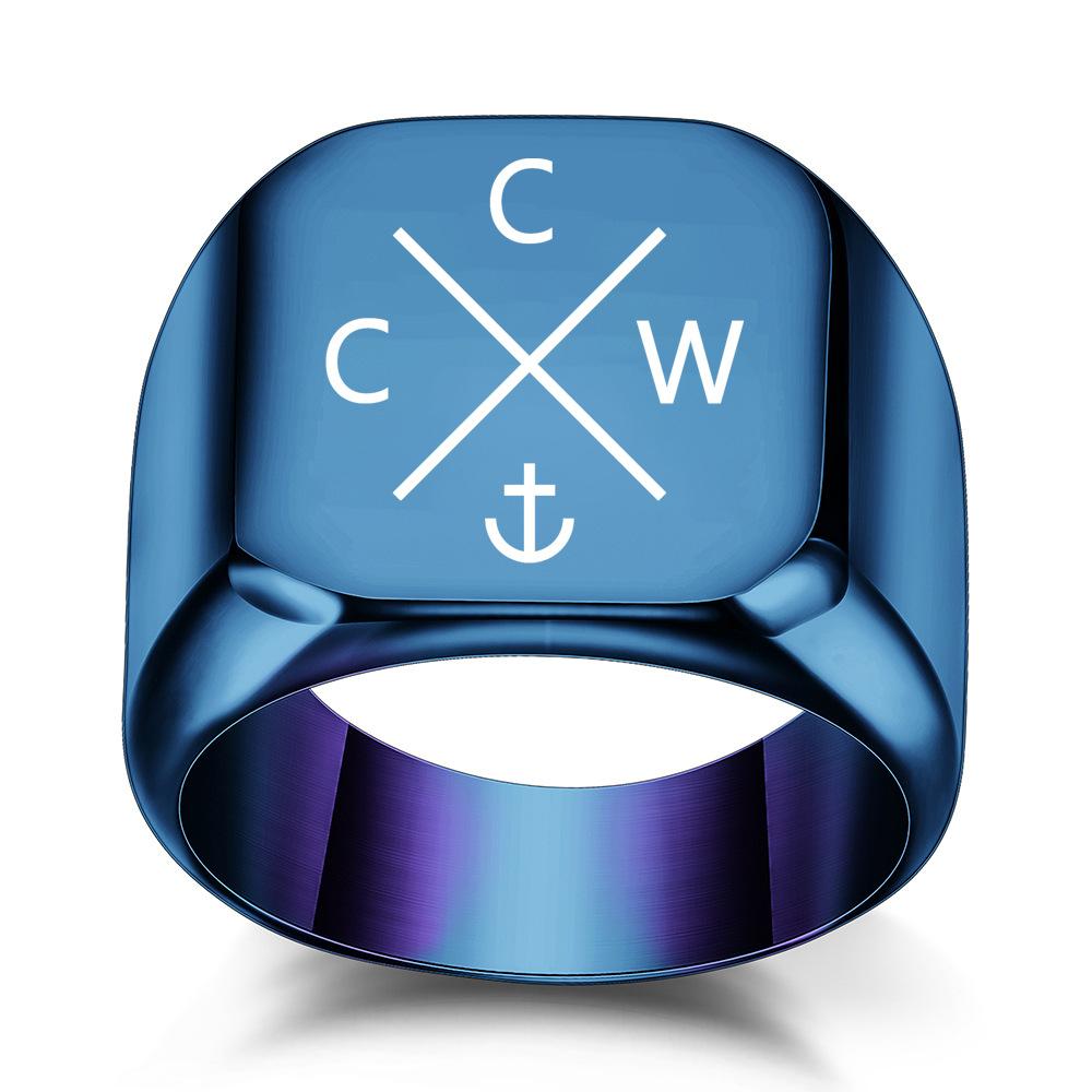 

Квадратное кольцо-якорь из титановой стали 18 мм, украшение против тревожности, стильный подарок для мужчин и женщин No. 15 синий