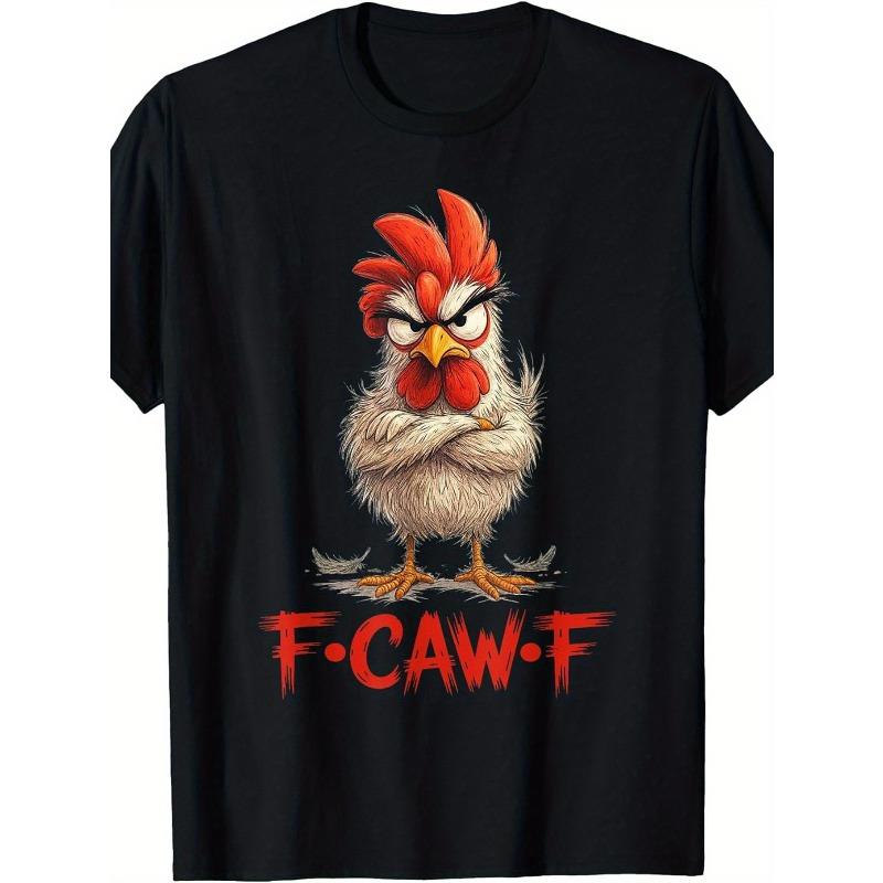 

Европейские размеры Мужская забавная футболка F-Caw-F с петухом и слоганом FCAWF - Винтажная свободная футболка с коротким рукавом для птицеводов S чёрный