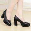 Fashion AIYUQI High Heel Women Shoes New 2024 Spring Genuine Leather Fashion Large Size Thick Heel Women Dress Shoes