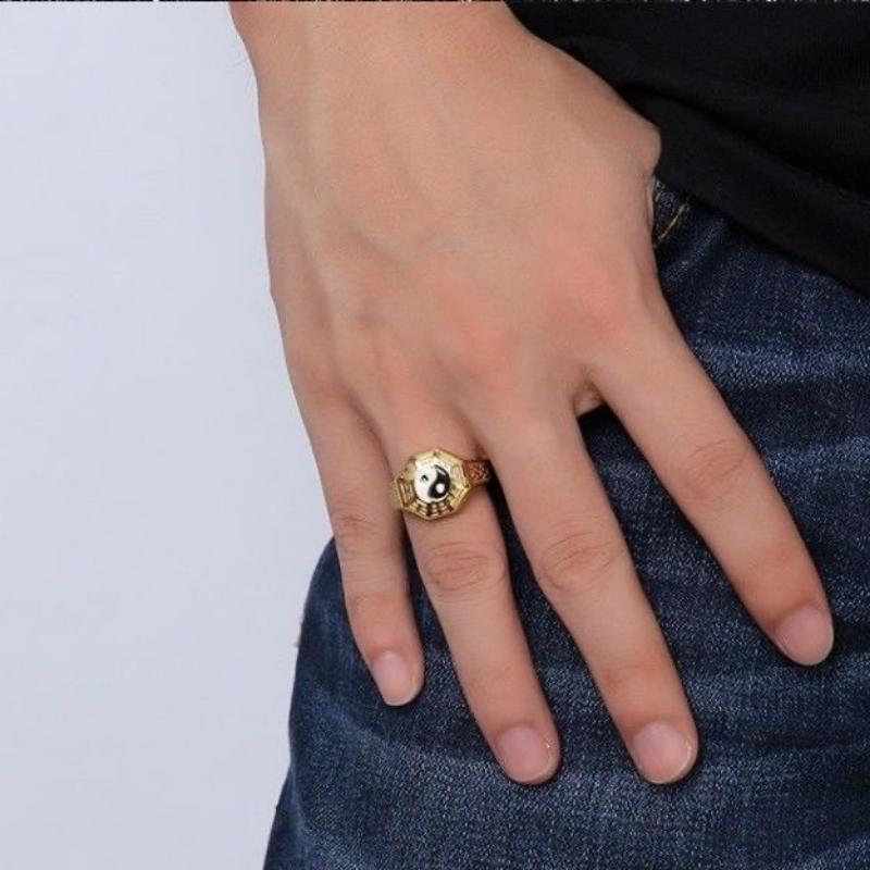Ethnic Style Chinese Style Retro Oil Dripping Yin Yang Bagua Men's Ring