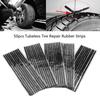 50PCS Rubber Tire Repair Plugs Kit No Glue Tubeless Seal Strip  Emergency Repair