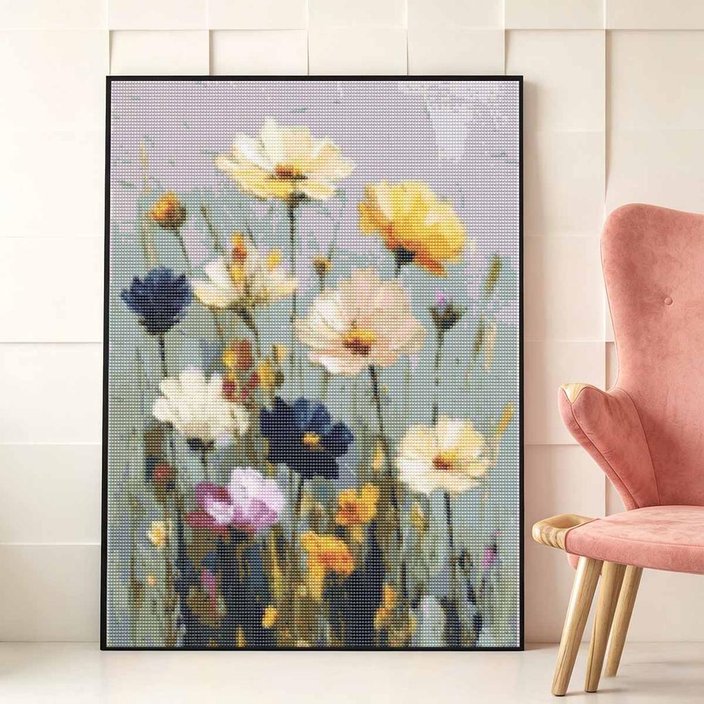Wildflowers Full Round Drill Diamond Painting Kit DIY Sparkle Art Canvas for Adults Relaxing Craft and Home Decoration Gift Idea Set