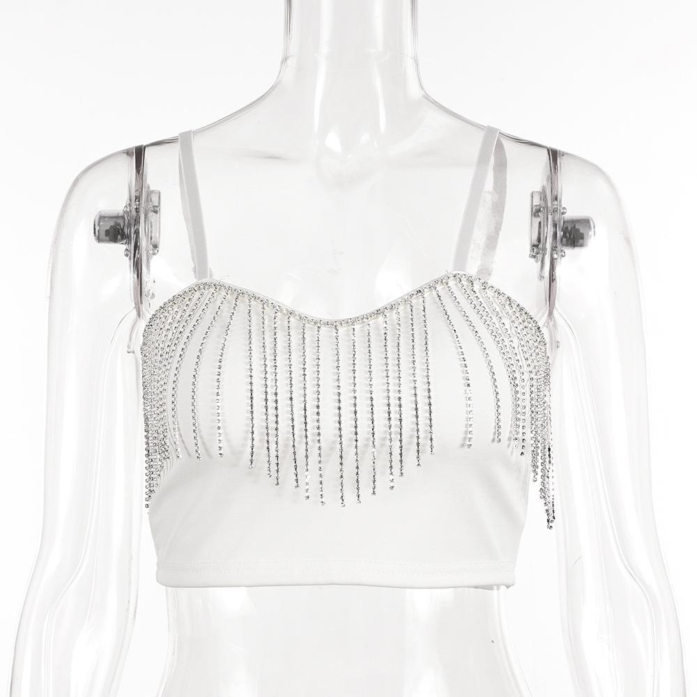 Tassel Rhinestone Chain Strapless Suspender Women's Nightclub Sexy Versatile Top
