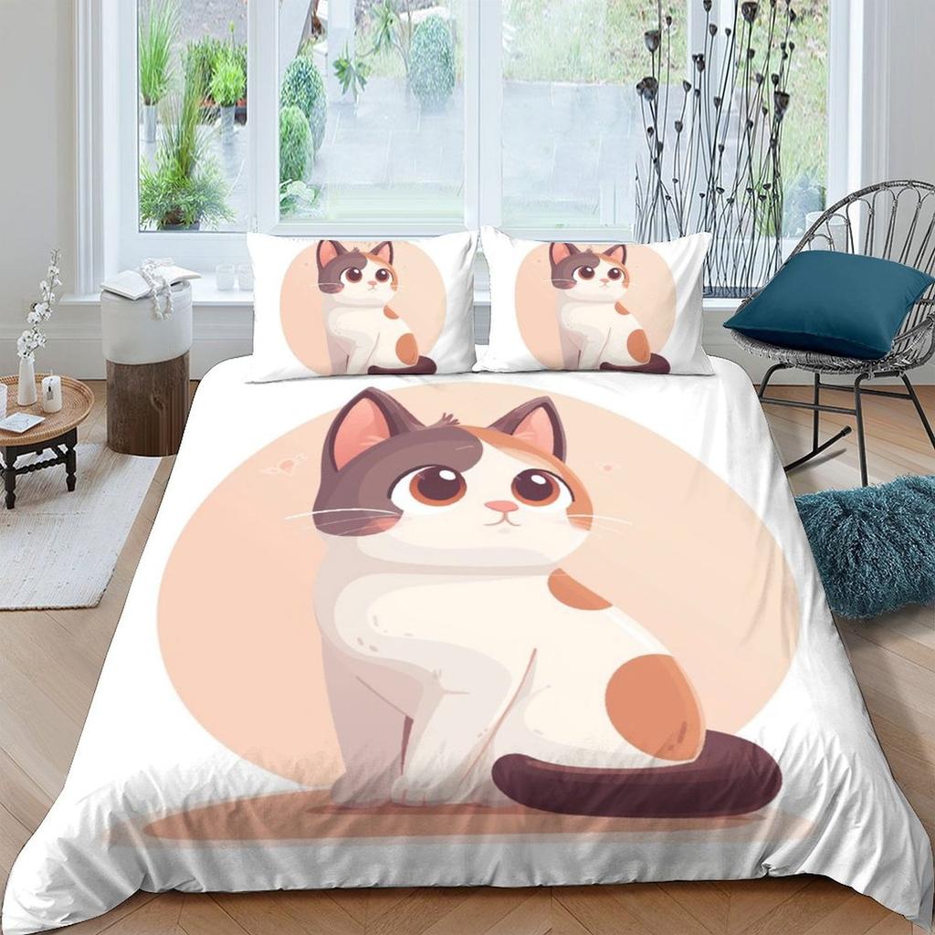 Cat Comforter Covers Printed Quilt Cover Duvet Cover Bedding Set For Children'S And Adults Warm Soft Breathable And Comfortable