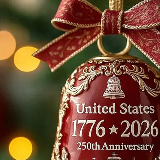 United States 250th Anniversary Bell Ornament Commemorative Patriotic Christmas Tree Metal Bell Hanging Decoration Holiday Party Pendant