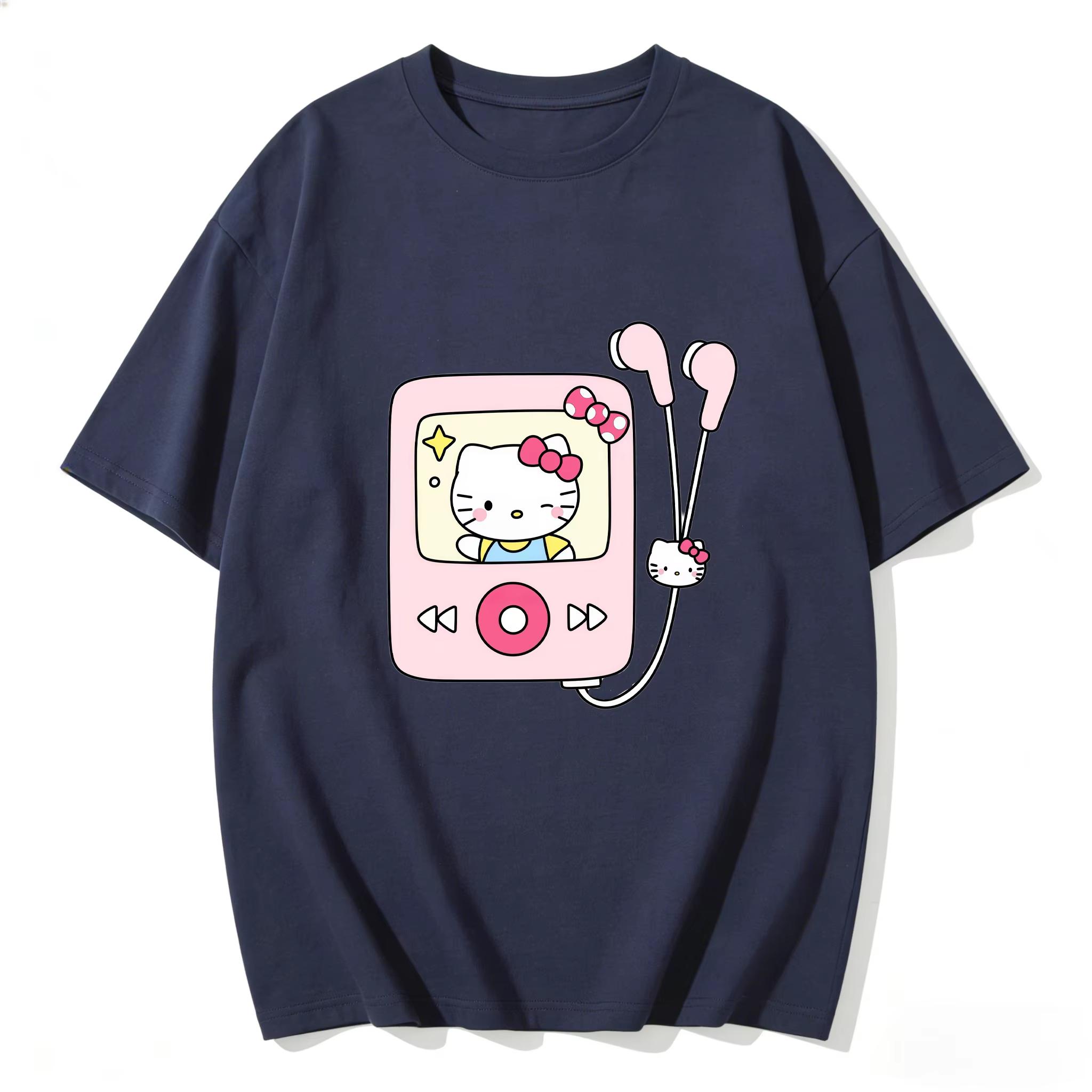

2026 Summer Hello Kitty Cartoon Printed Short Sleeve Pure Comfortable summer loose Tshirt for Women S