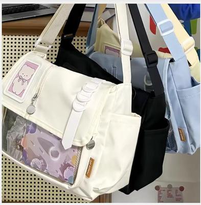 Sacs d'école Harajuku Japonais Y2K pour adolescentes Nouveau 2025 Transparent Itabag Sac bandoulière Plaque d'affichage pour badges DIY Sac Ita