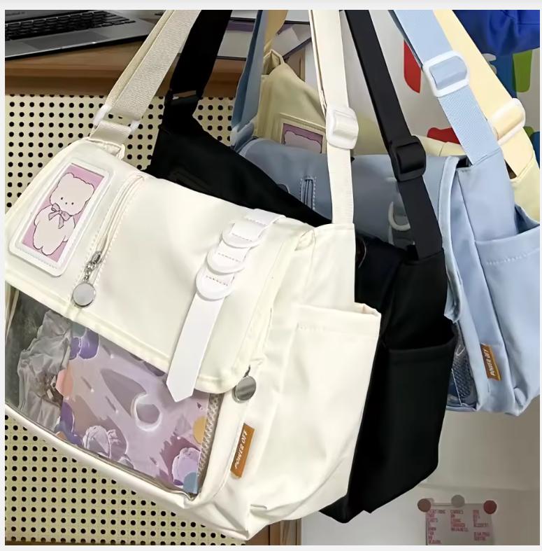 Y2K Japanese Harajuku School Bags for Teenage Girls New 2025 Transparent Itabag Crossbody Bag DIY Badges Display Plate Ita Bag