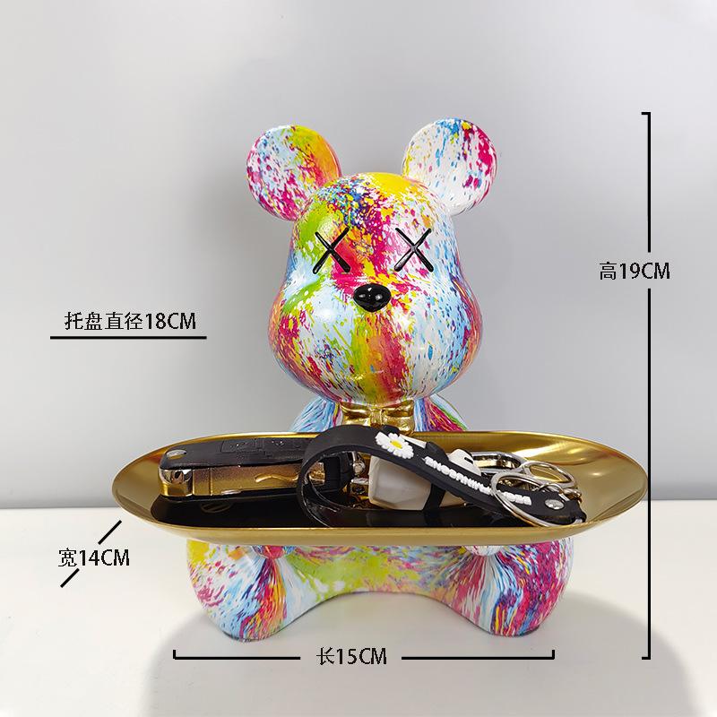 [2025 New] Cartoon Bear Tray Decor - Luxury Entryway Key Organizer, Multi-Function Resin Catchall for Living Room
