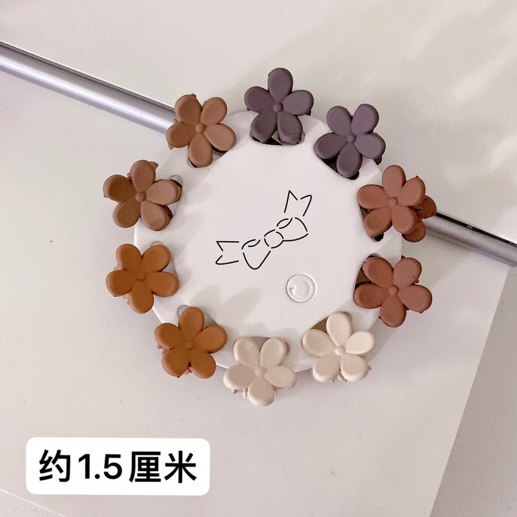 10PCS Korean Ins Milk Tea Color Morandi Small Grip Mini Children's Small Claw Clip Plum Blossom Star Small Hair Clip