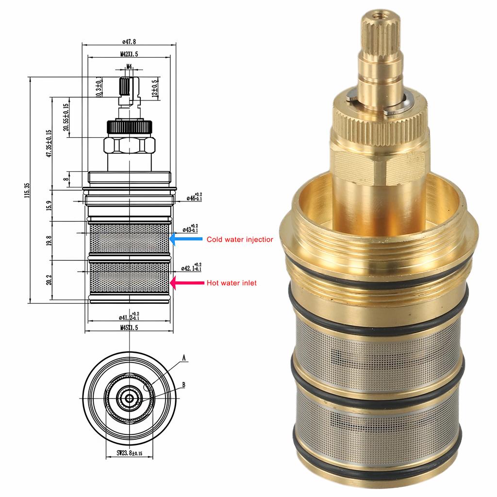 Shower Mixer Valve Brass Thermostatic Cartridge Temperature Range Built-in Thermostats Durability Easy Installation