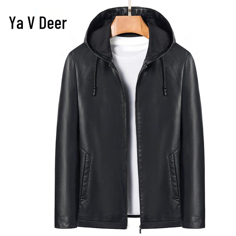 Yalu Herren 2025 Kapuzen-Mode-Kunstlederjacke