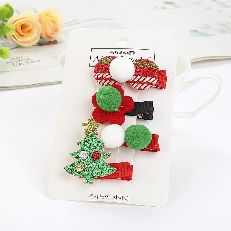 

Cute Christmas Hair Clips Set - Santa Claus and Candy Duckbill Clips for Baby Girls