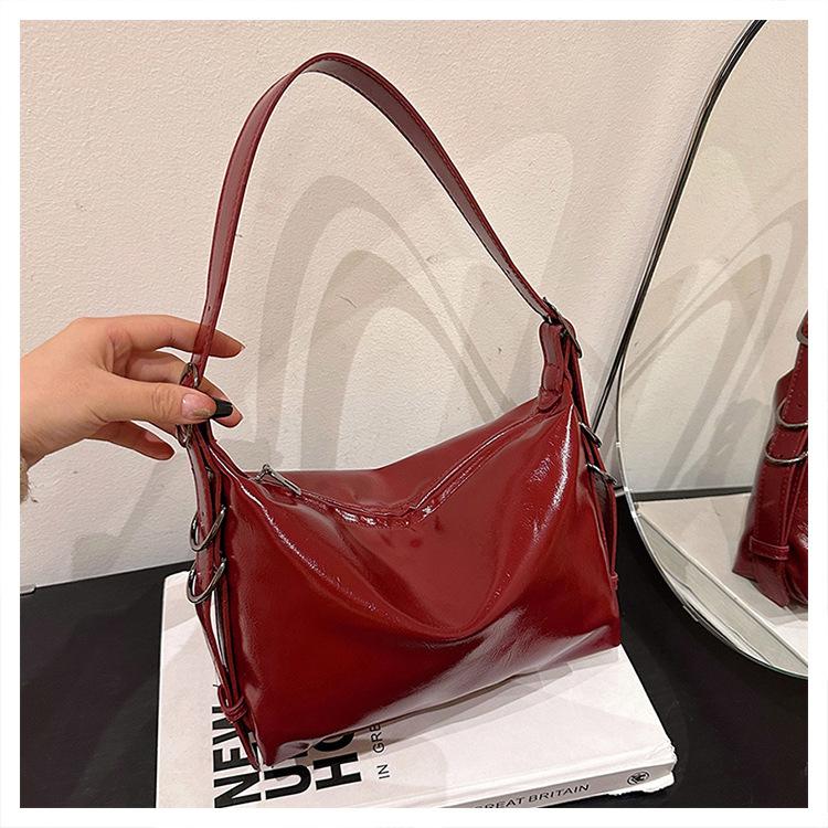 

Однотонная трендовая личность для повседневной носки маленькая сумка простая женская сумка сумка через плечо кроссбоди на молнии женская сумка бордовый