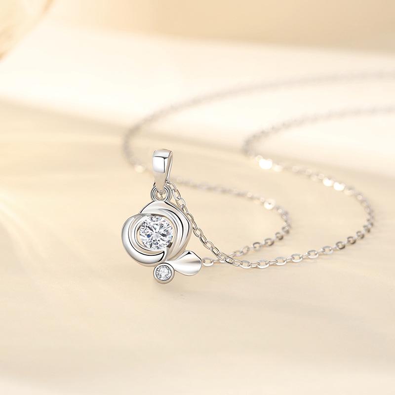 Tichya Rose Love Necklace, 999 Sterling Silver, Korean Style, High-End Fashion, Flower Clavicle Chain for Women 999 Sterling Silver