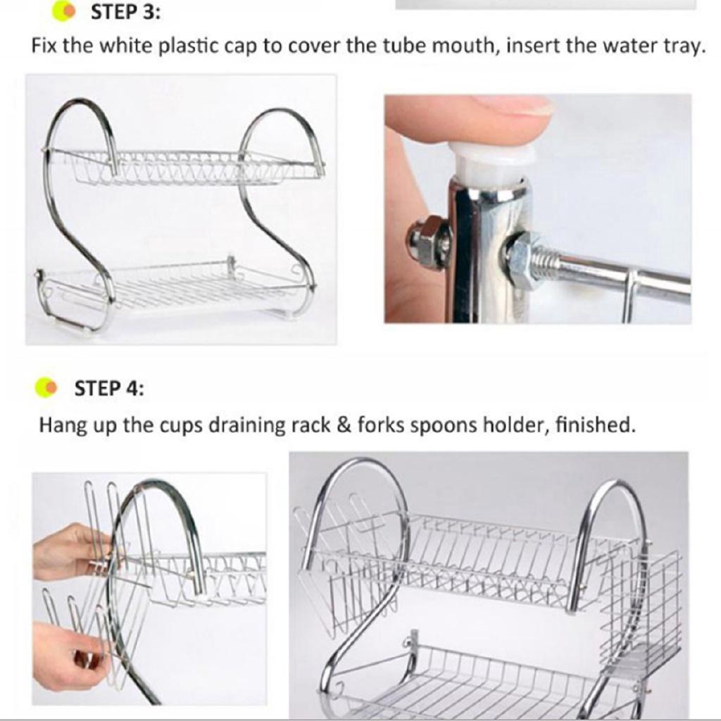 2/3 Tiers Stainless Steel Home Washing Kitchen Sink Dish Drainer Multifunction Dish Drying Rack Holder Basket