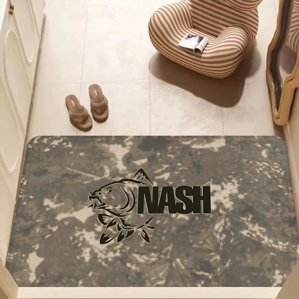 Nash Fishing Logo Floor Mat Bathroom Mat Kids Room Bedroom Decoration Balcony Anti-Slip Doormat Living Room Bedside Area Rugs