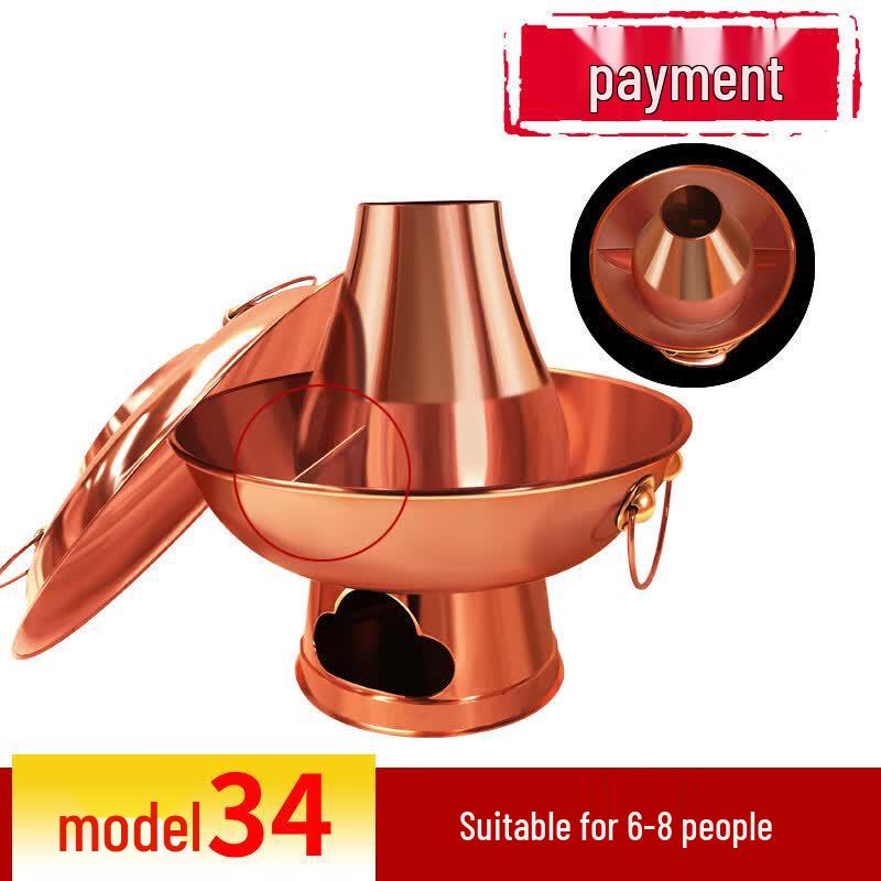 Old Beijing Extra Thick Copper Hot Pot with Divider