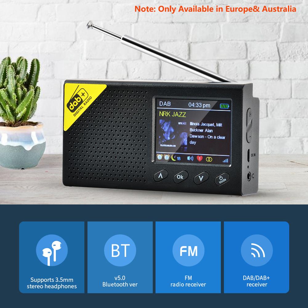 

1200mAh Bluetooth DAB Digital Radio Receiver Lightweight Rechargeable Portable Radios Home Broadcast Audio Speaker Music Player