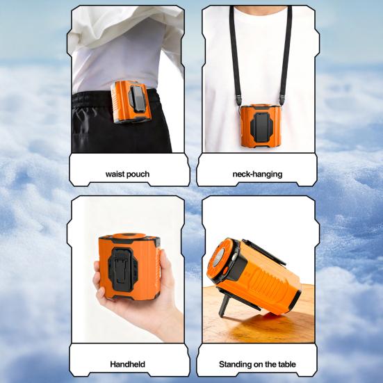 High-Speed Waist Clip Fan with LED Light Portable Cooling Fan Rechargeable Clip-on Fan for Outdoor Camping