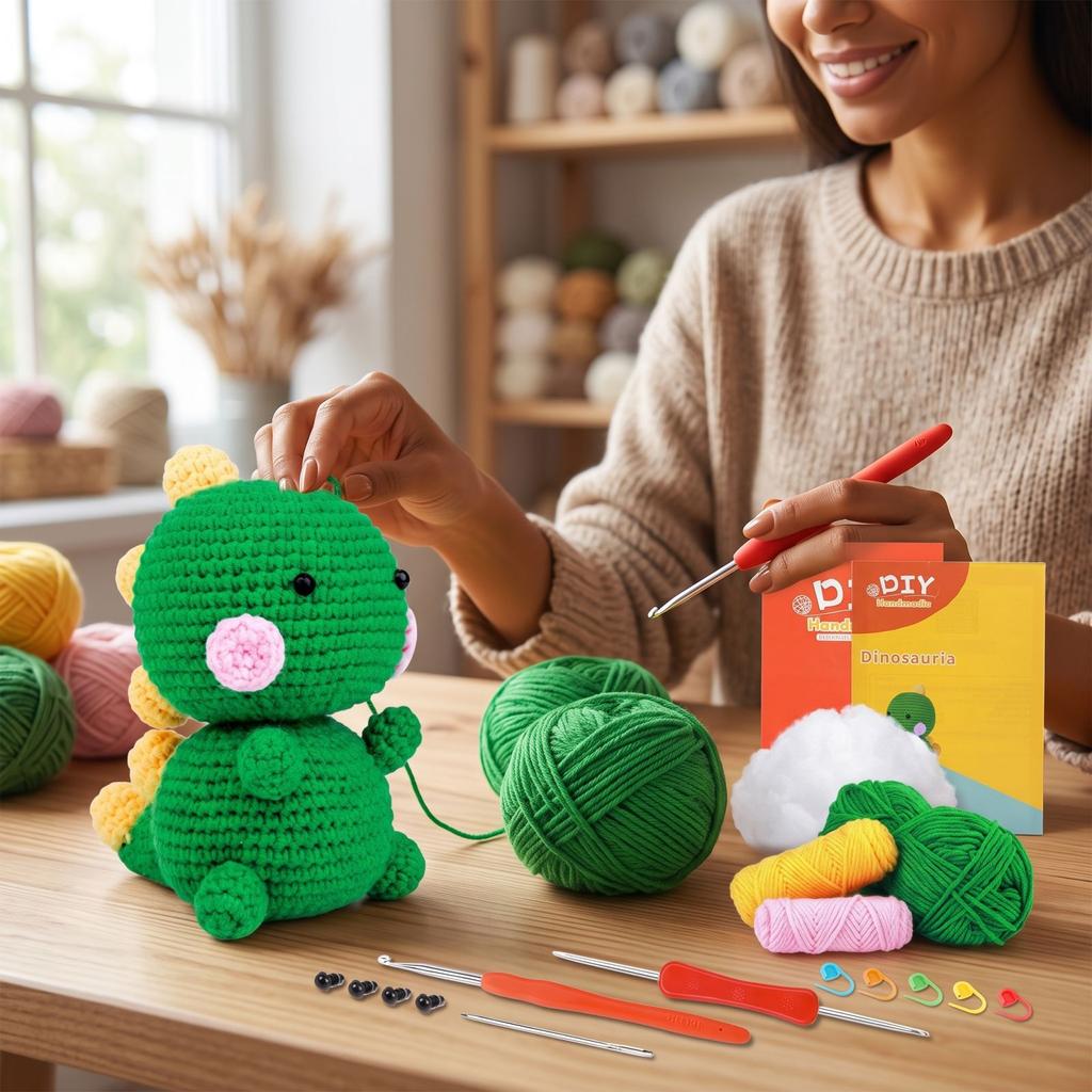 Crochet Kit for Beginners - DIY Yarn Doll Making Set with Crochet Hook and Yarn Balls