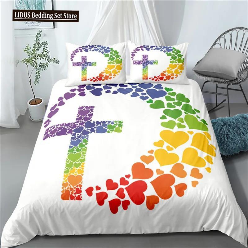 3D Jesus Duvet Cover Set Christian Sacred Jesus Polyester Bedding Set Cross Comforter Cover Suitable For Christian Jesus King