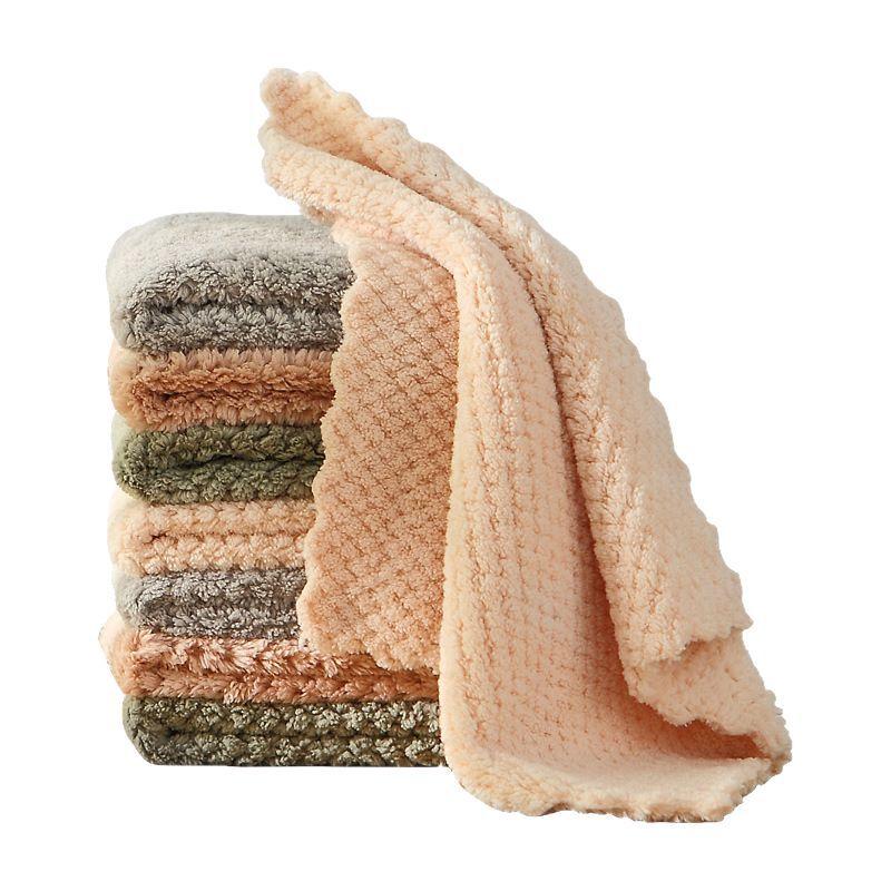 Household Kitchen Coral Fleece Cleaning Cloth, Absorbent Dishwashing Cloth