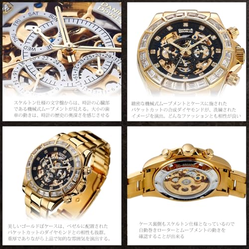 Daniel & Douglas DD8802DG-BK3 Automatic Watch, Gold and Black, Men's Mechanical Self-Winding Watch