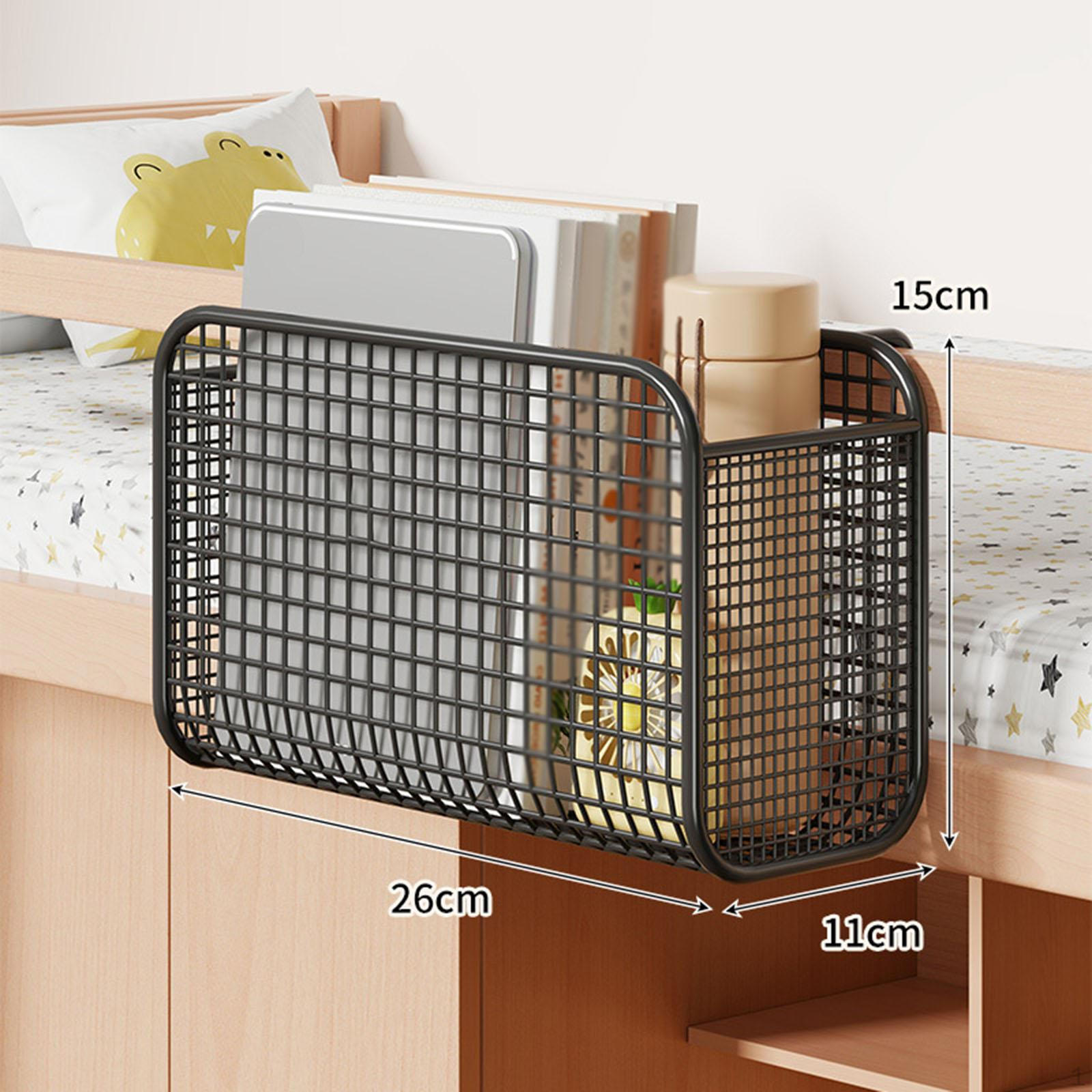 

Подвесная корзина для хранения Органайзер для двухъярусной кровати Прикроватная полка Рейлинги Офис для детей Взрослых Металл Мульти Black M