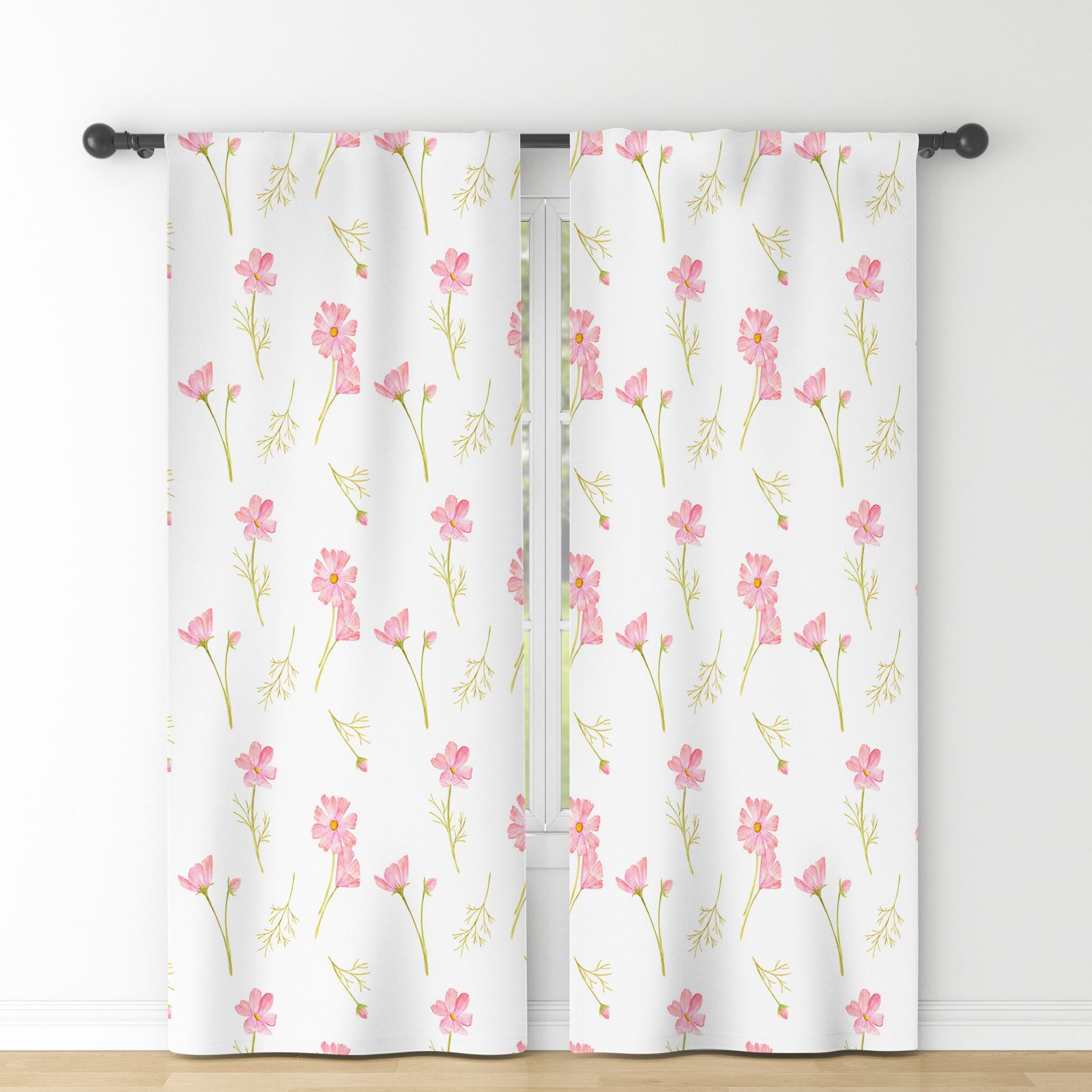 

Набор из 2 свежих оконных штор в деревенском стиле, цветочные фрагменты, натуральный декор, для спальни, столовой, полиэстер, современное затемнение, обработка W100*H130(CM)-Grommet top&2PCS