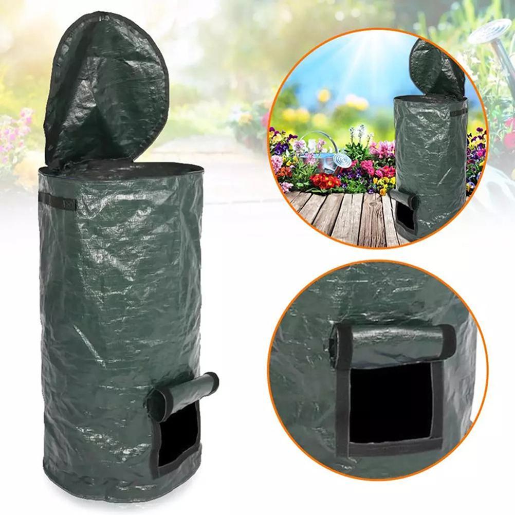 2 Pack Organic Compost Bags 15 Gallon 34 Gallon Garden Compost Bins Reusable PE Waste Disposal Compost Bags for Kitchen
