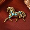 Elegant Horse Brooch Adorned with Simulated Turquoise Accent for Fashion Forward Looks on Suits and Shirts Gift