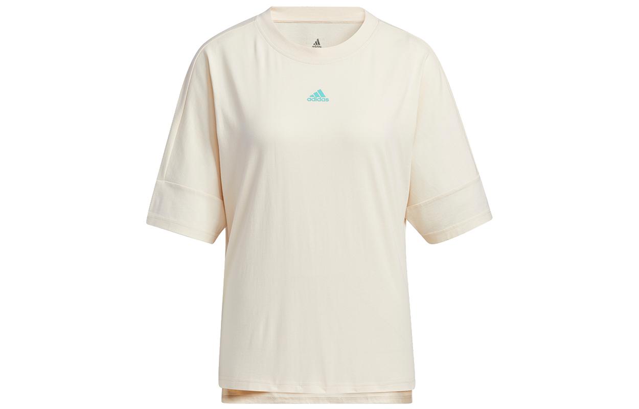 adidas Women ss Crewneck Peaks Short-Sleeve T-Shirt Beige GN7370 XL