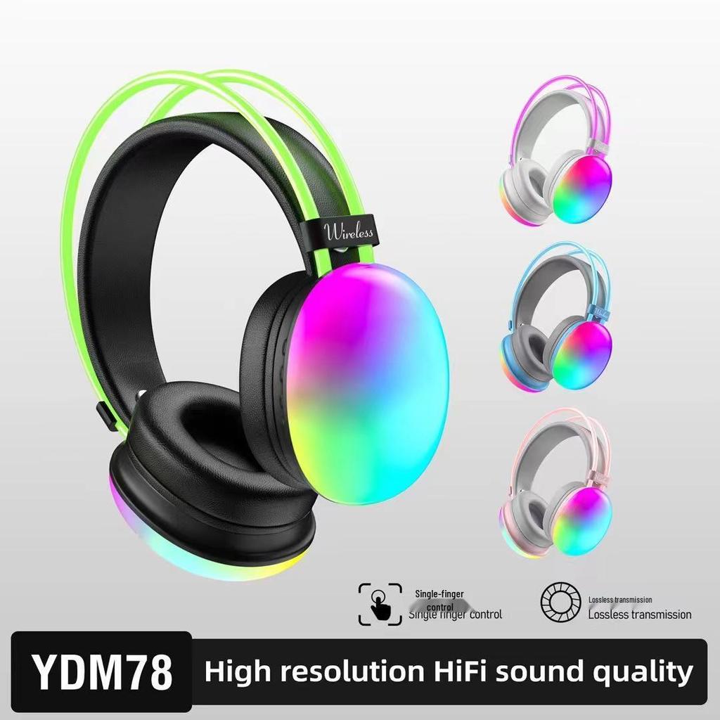 2025 YDM78 Over-Ear Bluetooth Headphones with RGB Lighting & Long Battery Life